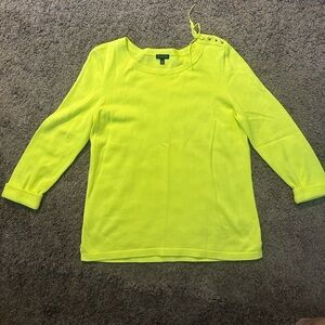 Talbots Neon Yellow Knit Crewneck Sweater